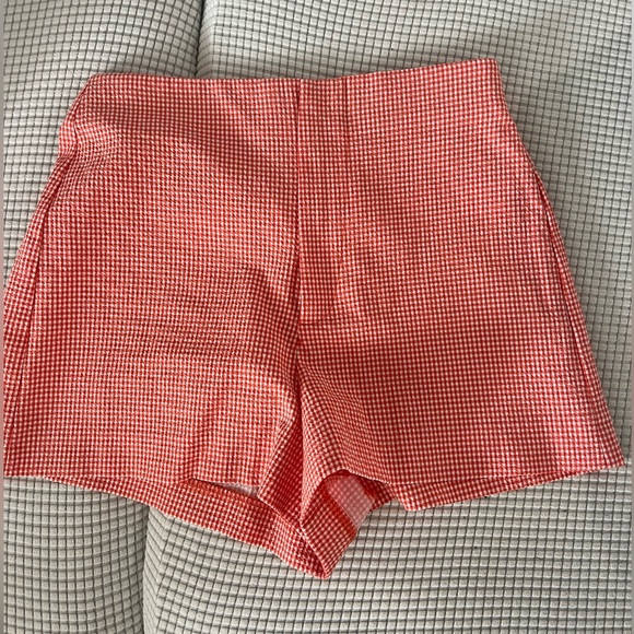 Zara orange gingham shorts - Picture 1 of 2
